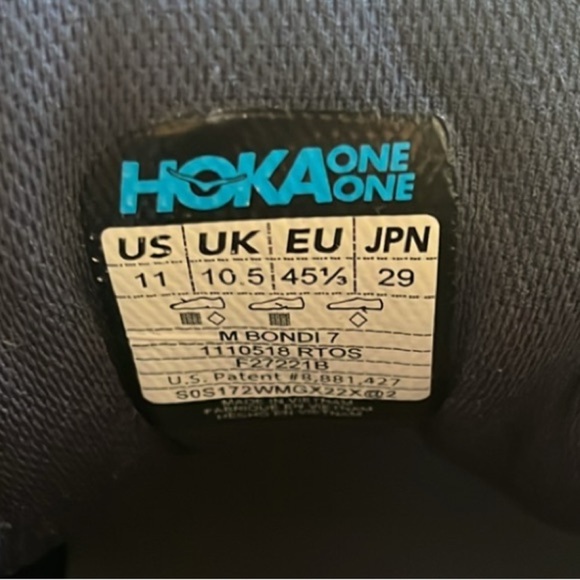 Hoka One One Bondi 7 Mesh Real Teal Outer Space Trainers 11 US - Picture 14 of 15